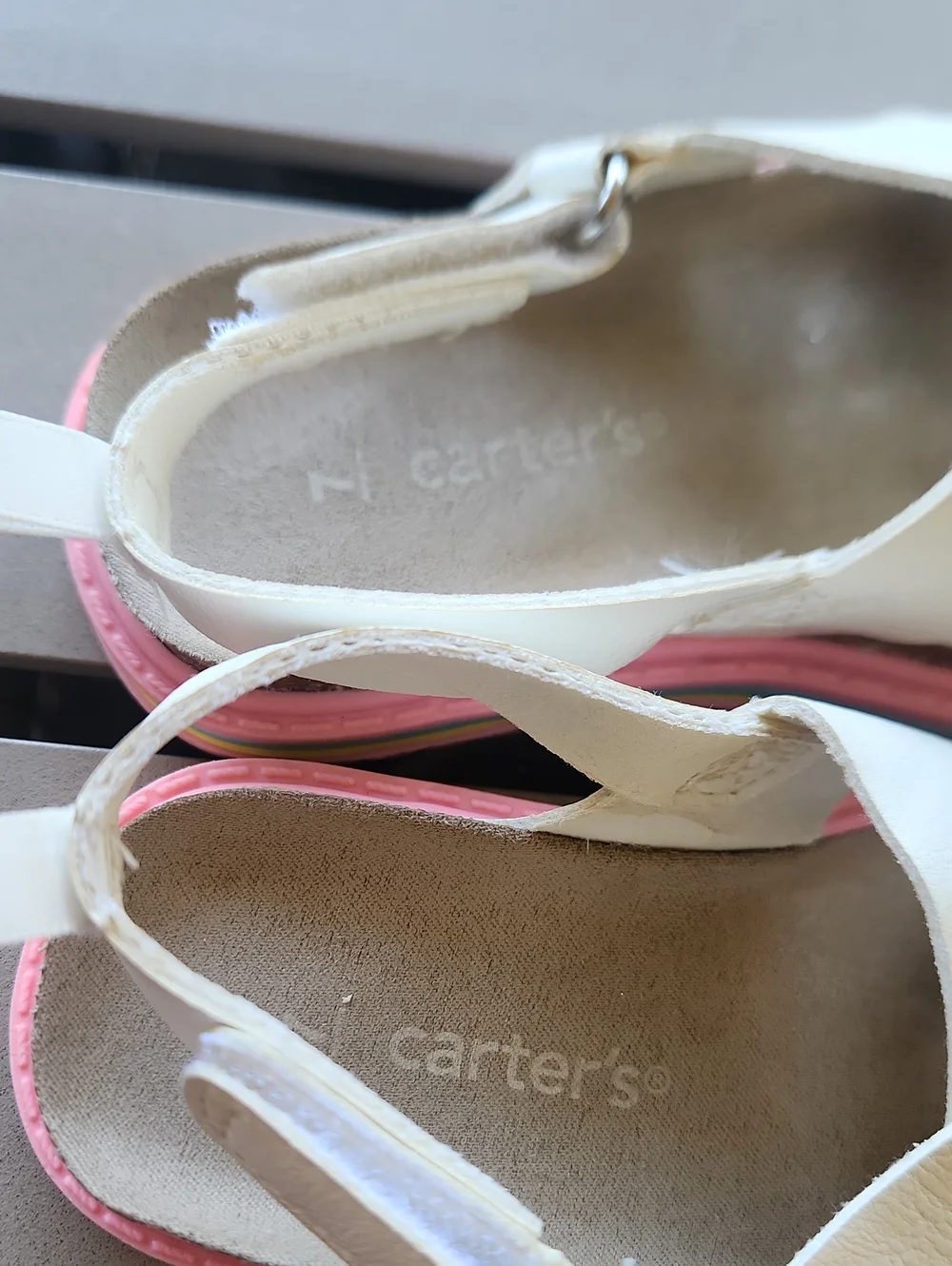 Carter's White Girls' Sandals with Rainbow Layered Sole  Size 7 Toddler